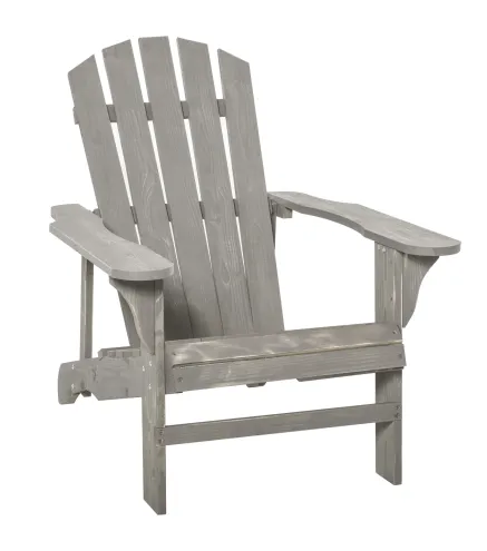 Silla de Jardín Adirondack Asiento Extra Ancho Carga 150 kg para Patio Terraza Balcón 78x89x88 cm Gris Claro
