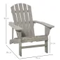 Silla de Jardín Adirondack Asiento Extra Ancho Carga 150 kg para Patio Terraza Balcón 78x89x88 cm Gris Claro