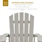 Silla de Jardín Adirondack Asiento Extra Ancho Carga 150 kg para Patio Terraza Balcón 78x89x88 cm Gris Claro