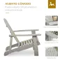 Silla de Jardín Adirondack Asiento Extra Ancho Carga 150 kg para Patio Terraza Balcón 78x89x88 cm Gris Claro
