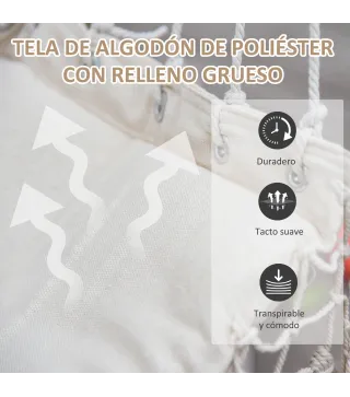 Silla Colgante con Borlas Carga 120 kg Silla Columpio de Algodón Estilo Moderno para Interior y Exterior Blanco