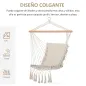 Silla Colgante con Borlas Carga 120 kg Silla Columpio de Algodón Estilo Moderno para Interior y Exterior Blanco