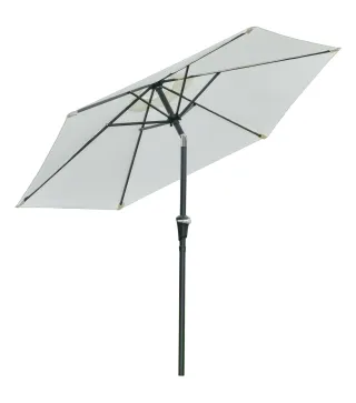 Sombrilla de Jardín Ø230x216 cm con Apertura Manual Ángulo Ajustable e Impermeable para Terraza Piscina Crema