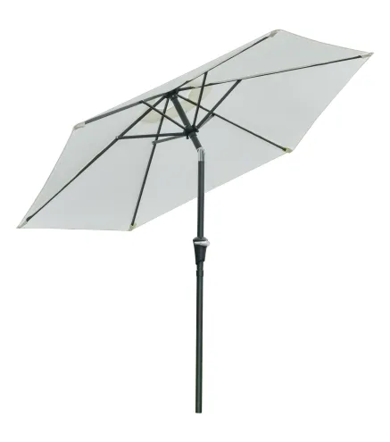 Sombrilla de Jardín Ø230x216 cm con Apertura Manual Ángulo Ajustable e Impermeable para Terraza Piscina Crema