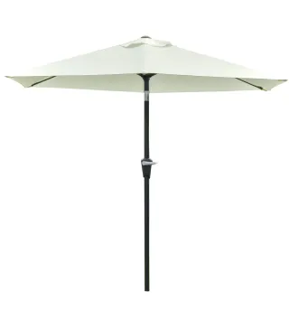 Sombrilla de Jardín Ø230x216 cm con Apertura Manual Ángulo Ajustable e Impermeable para Terraza Piscina Crema