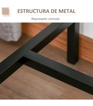Set de Mesa de Bar y 2 Taburetes Estilo Industrial Marco de Metal para Cocina Salón Natural y Negro