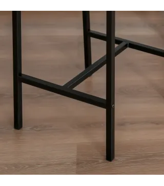 Set de Mesa de Bar y 2 Taburetes Estilo Industrial Marco de Metal para Cocina Salón Natural y Negro