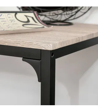 Set de Mesa de Bar y 2 Taburetes Estilo Industrial Marco de Metal para Cocina Salón Natural y Negro