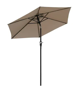 Sombrilla de Jardín Ø230x216 cm Parasol Basculante con Apertura Manual Impermeable para Patio Piscina Caqui