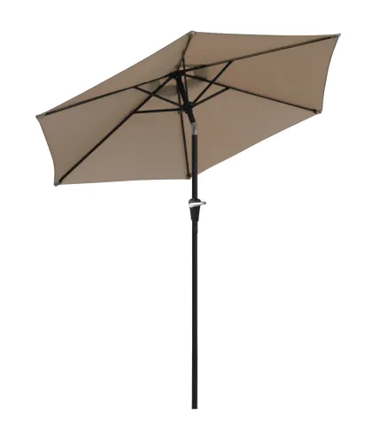 Sombrilla de Jardín Ø230x216 cm Parasol Basculante con Apertura Manual Impermeable para Patio Piscina Caqui