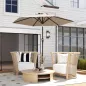 Sombrilla de Jardín Ø230x216 cm Parasol Basculante con Apertura Manual Impermeable para Patio Piscina Caqui
