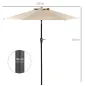 Sombrilla de Jardín Ø230x216 cm Parasol Basculante con Apertura Manual Impermeable para Patio Piscina Caqui