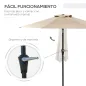 Sombrilla de Jardín Ø230x216 cm Parasol Basculante con Apertura Manual Impermeable para Patio Piscina Caqui