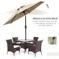 Sombrilla de Jardín Ø230x216 cm Parasol Basculante con Apertura Manual Impermeable para Patio Piscina Caqui