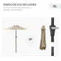 Sombrilla de Jardín Ø230x216 cm Parasol Basculante con Apertura Manual Impermeable para Patio Piscina Caqui