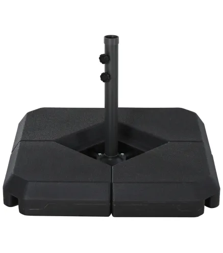 Base para Sombrilla de Ø48 mm con 4 Pesos Rellenables de Agua o Arena de 60L Soporte de Sombrilla en Forma de Cruz con Tubo de A