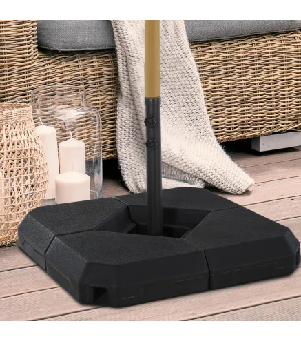 Base para Sombrilla de Ø48 mm con 4 Pesos Rellenables de Agua o Arena de 60L Soporte de Sombrilla en Forma de Cruz con Tubo de A
