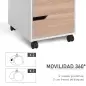 Cajonera de Oficina con Ruedas Mueble Archivador con 3 Cajones Cajonera para Escritorio Estudio 40x50x57,5 cm Roble y Blanco