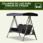 Columpio de Jardín Exteriorde 3 Plazas con Toldo Ajustable Bandejas Laterales y 2 Almohadas 208x121x172 cm Negro