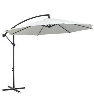 Sombrilla de Jardín 295 cm Parasol Excéntrico Inclinable con Manivela Base Cruzada y Soporte de Acero Crema