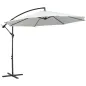 Sombrilla de Jardín 295 cm Parasol Excéntrico Inclinable con Manivela Base Cruzada y Soporte de Acero Crema