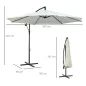 Sombrilla de Jardín 295 cm Parasol Excéntrico Inclinable con Manivela Base Cruzada y Soporte de Acero Crema