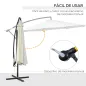 Sombrilla de Jardín 295 cm Parasol Excéntrico Inclinable con Manivela Base Cruzada y Soporte de Acero Crema