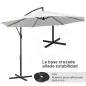 Sombrilla de Jardín 295 cm Parasol Excéntrico Inclinable con Manivela Base Cruzada y Soporte de Acero Crema