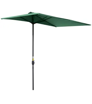 Parasol para Pared 230x130x245 cm Media Sombrilla con Manivela Protección UV 30+ Impermeable Verde