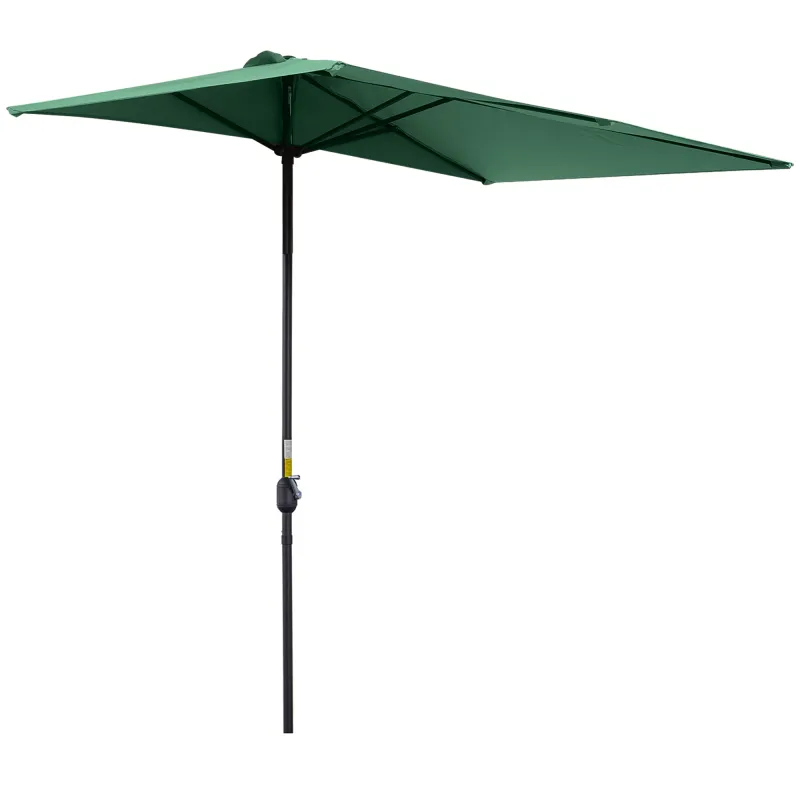 Parasol para Pared 230x130x245 cm Media Sombrilla con Manivela Protección UV 30+ Impermeable Verde