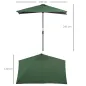 Parasol para Pared 230x130x245 cm Media Sombrilla con Manivela Protección UV 30+ Impermeable Verde