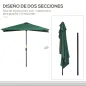 Parasol para Pared 230x130x245 cm Media Sombrilla con Manivela Protección UV 30+ Impermeable Verde