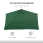 Parasol para Pared 230x130x245 cm Media Sombrilla con Manivela Protección UV 30+ Impermeable Verde