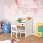 Escritorio para Niños con Silla de 3 a 6 Años con Cajón y Estante para Libros 70x50x75 cm Blanco y Natural
