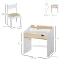 Escritorio para Niños con Silla de 3 a 6 Años con Cajón y Estante para Libros 70x50x75 cm Blanco y Natural