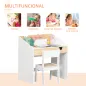 Escritorio para Niños con Silla de 3 a 6 Años con Cajón y Estante para Libros 70x50x75 cm Blanco y Natural