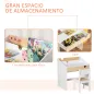 Escritorio para Niños con Silla de 3 a 6 Años con Cajón y Estante para Libros 70x50x75 cm Blanco y Natural