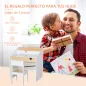 Escritorio para Niños con Silla de 3 a 6 Años con Cajón y Estante para Libros 70x50x75 cm Blanco y Natural