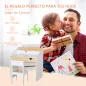 Escritorio para Niños con Silla de 3 a 6 Años con Cajón y Estante para Libros 70x50x75 cm Blanco y Natural
