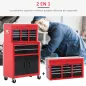 Carro de Herramientas con Baúl Superior 6 Cajones Armario Cerradura 4 Ganchos para Garaje Hogar Rojo