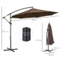 Sombrilla de Jardín Ø295 cm Parasol Excéntrico Inclinable con Manivela Base Cruzada y Soporte de Acero Café