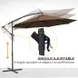 Sombrilla de Jardín Ø295 cm Parasol Excéntrico Inclinable con Manivela Base Cruzada y Soporte de Acero Café