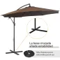 Sombrilla de Jardín Ø295 cm Parasol Excéntrico Inclinable con Manivela Base Cruzada y Soporte de Acero Café