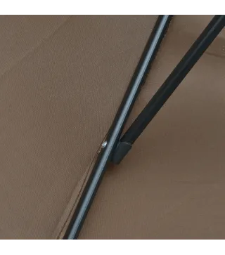 Sombrilla de Jardín Ø295 cm Parasol Excéntrico Inclinable con Manivela Base Cruzada y Soporte de Acero Café
