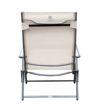Tumbona de Jardín Plegable con Respaldo Ajustable en 7 Niveles Almohada y Reposabrazos 137x63,5x100,5 cm Beige