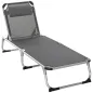 Tumbona Plegable Reclinable de Aluminio con Reposacabezas Extraíble y Respaldo Transpirable Ajustable en 4 Posiciones para Jardí