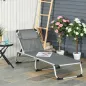 Tumbona Plegable Reclinable de Aluminio con Reposacabezas Extraíble y Respaldo Transpirable Ajustable en 4 Posiciones para Jardí