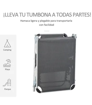 Tumbona Plegable Reclinable de Aluminio con Reposacabezas Extraíble y Respaldo Transpirable Ajustable en 4 Posiciones para Jardí