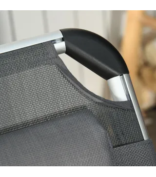 Tumbona Plegable Reclinable de Aluminio con Reposacabezas Extraíble y Respaldo Transpirable Ajustable en 4 Posiciones para Jardí
