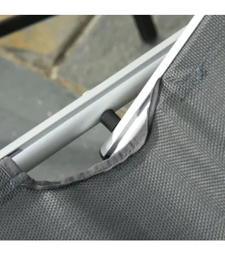 Tumbona Plegable Reclinable de Aluminio con Reposacabezas Extraíble y Respaldo Transpirable Ajustable en 4 Posiciones para Jardí